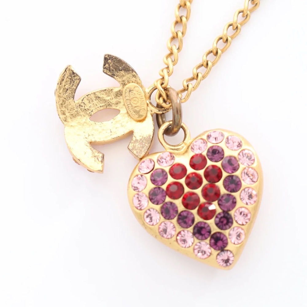 Chanel Coco Mark Pink Rhinestone Necklace - Picture 2 of 6